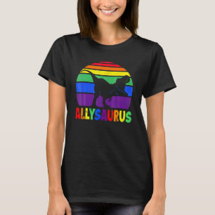 Camiseta Allysaurus LGBT Shirt Dinosaur Rainbow Flag Ally L