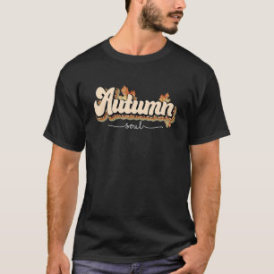Camiseta Alma de outono Mapeador Leopardo Folhas Retro Caiu