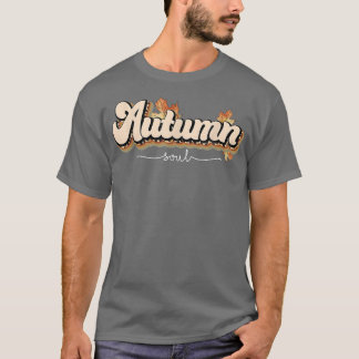 Camiseta Alma de outono Mapeador Leopardo Folhas Retro Caiu