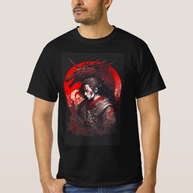 Camiseta Alma Dragão - Impressão de Arte Espirital Samurai  (Frente)