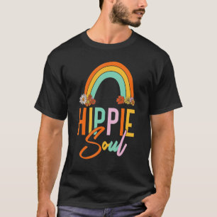Camiseta Alma Hippie Retro Flores Arco-Íris 60s 70s Vegan H