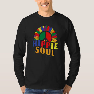 Camiseta Alma Hippie Símbolo da Paz Flor para Homens Mulher