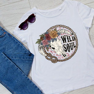 Camiseta Alma selvagem vintage Mulheres Florais