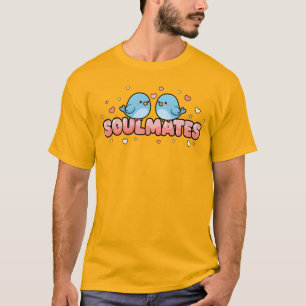 Camiseta Almas Gêmeas: Passado Azul Kawaii Amor Pastel
