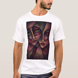 Camiseta Almas Gêmeas – Rostos Cubistas Abstratos