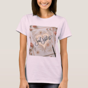 Camiseta Almas Irmãs Elegantes Caligrafia