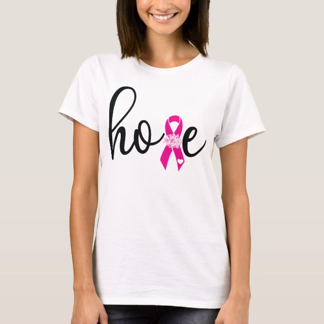 Camiseta Almejamento do Cancer Esperança em T-diafragma (Frente)
