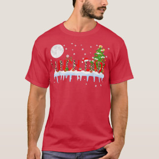 Camiseta Almoçando Lady Xmas Tree Light Leopard Santa Hat R