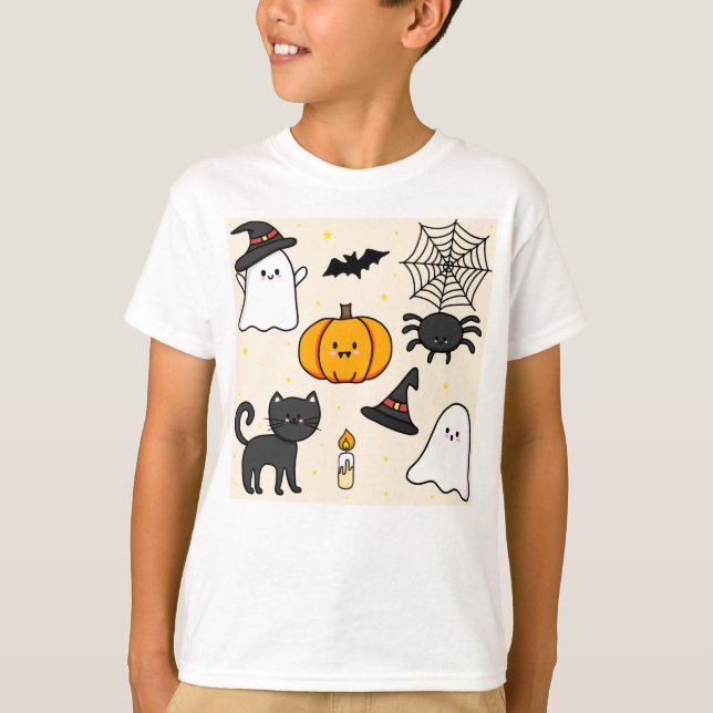 Camiseta Almofada fofa com desenho Happy Halloween (Frente)