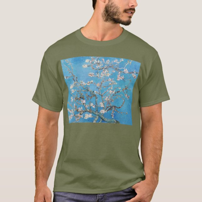 Camiseta Almond Blossoms Blue Vincent van Gogh Art Painting (Frente)