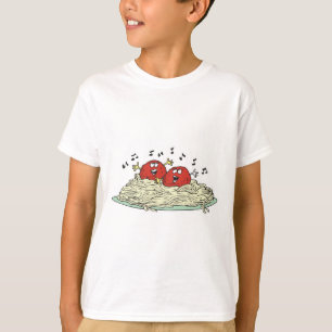 Camiseta almôndegas cantando no espaguete