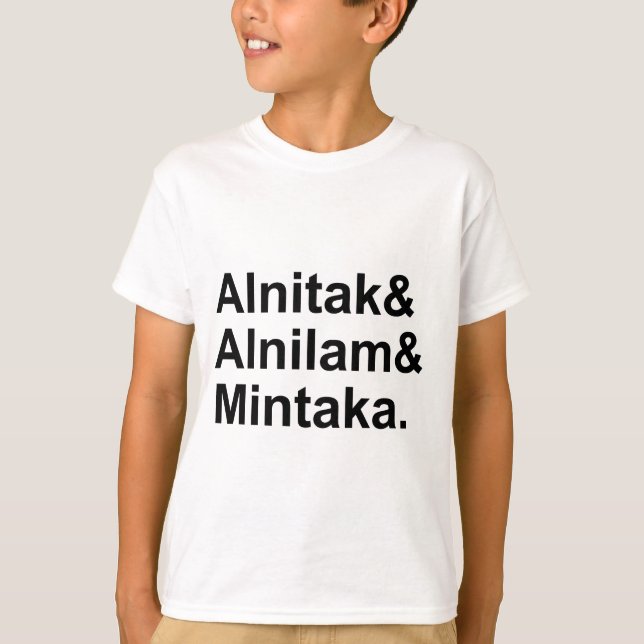 Camiseta Alnitak Alnilam Mintaka | 3 Estrelas do Cinturão d (Frente)