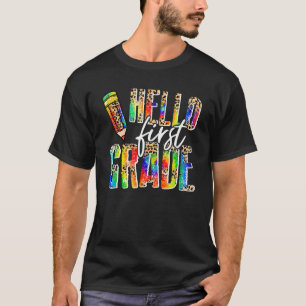 Camiseta Alô, 1º Grau, rua, Tie Dye Leopard De Volta A Sch