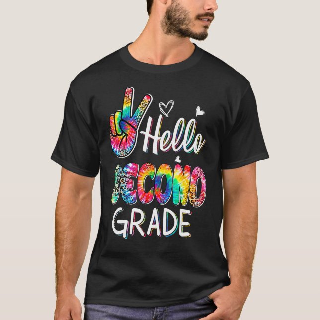 Camiseta Alô, 2º ano Tie Dye Leopard Graphic De Volta Para (Frente)