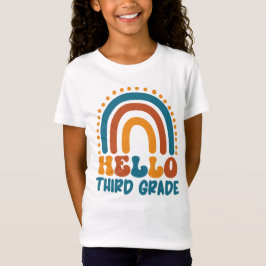 Camiseta Alô, 3º ano, estilo Retro Boho arco íris