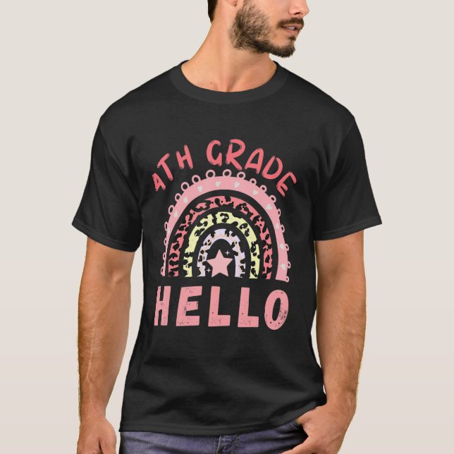 Camiseta Alô, 4º ano Leopard Rainbow (Frente)