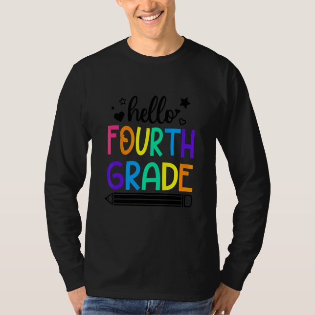 Camiseta Alô 4.º ano de volta às roupas escolares para meni (Frente)
