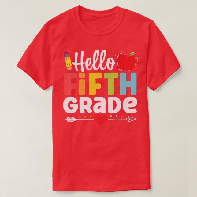 Camiseta Alô, 5º ano, 5 de Equipe, De Volta À Faculdade Fu (Frente do Design)