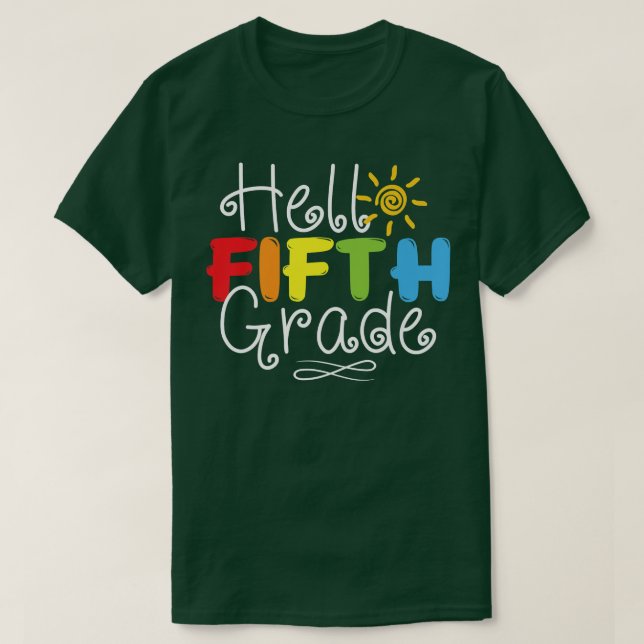 Camiseta Alô, 5º ano de volta ao curso de 5 de professor (Frente do Design)