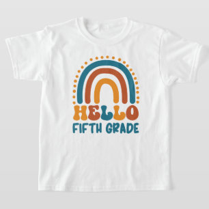 Camiseta Alô, 5º ano, estilo Retro Boho arco íris