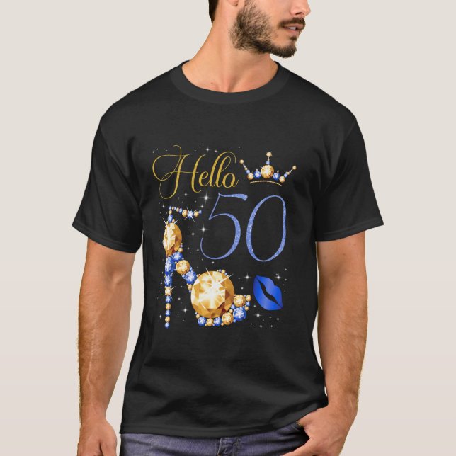 Camiseta Alô, 50 Anos, 50º Aniversário, Bday High Heel Cr (Frente)