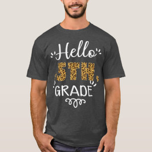 Camiseta Alô, 5, De Volta Para Ensino De Coração De Leopard