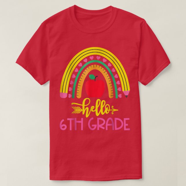Camiseta Alô, 6 Grau Arco-Íris De Volta Aos Professores Da  (Frente do Design)