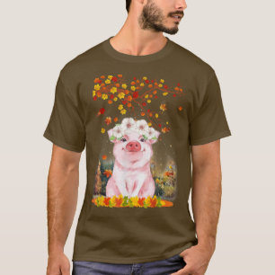 Camiseta Alô Autumn Maple Pig Leaf Fall Cute Pigs Lover