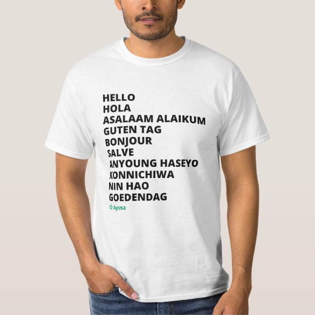 Camiseta Alô em diferentes línguas Ayusa T-Shirt (Frente)