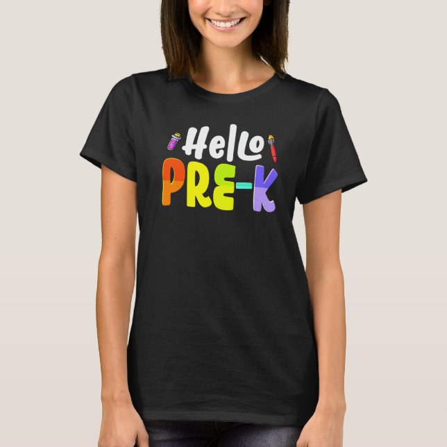 Camiseta Alô Equipe Pré K Professores Pré K De Volta À Esco (Frente)