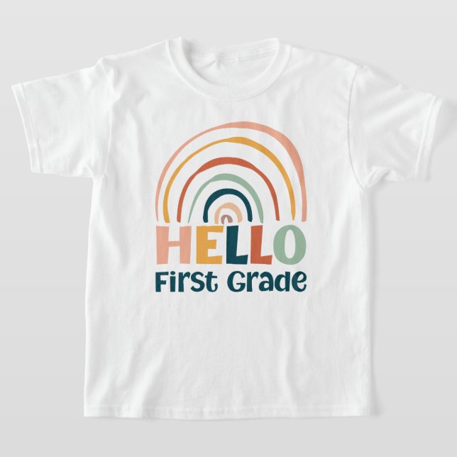 Camiseta Alô, escola arco-íris do 1º ano colorida (Postura )