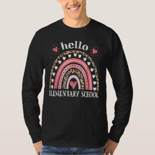 Camiseta Alô Escola Elementar Leopard Rainbow Professor Ba