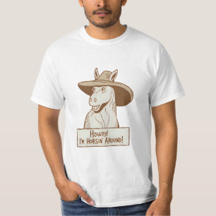 Camiseta Alô! Estou Cavalgando Por aí – Chapéu de Cowboy de