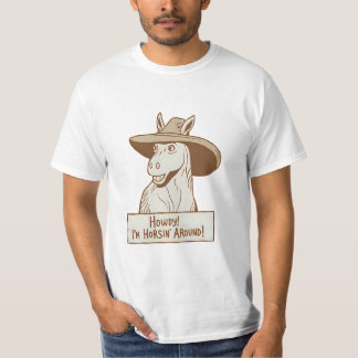 Camiseta Alô! Estou Cavalgando Por aí – Chapéu de Cowboy de