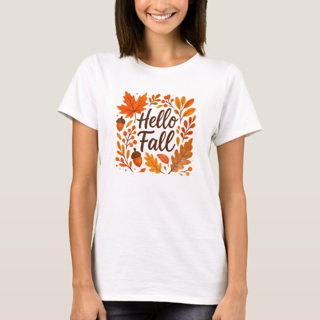 Camiseta Alô Fall - Laranja Cozy Deixa Design Russo (Frente)