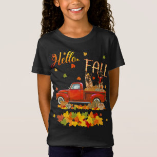 Camiseta Alô German shepherd de outono Folha de outono Cami