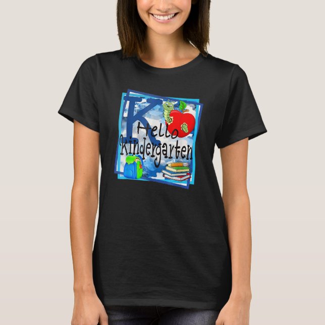 Camiseta Alô, Lápis Da Mochila Do Grau Kindergarten Voltar  (Frente)