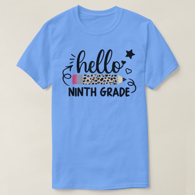Camiseta Alô, Lápis Leopard Do Nono Grau De Volta À Escola  (Frente do Design)
