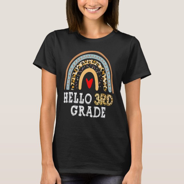 Camiseta Alô Leopardo De 3º Grau Rainbow De Volta À Escola  (Frente)