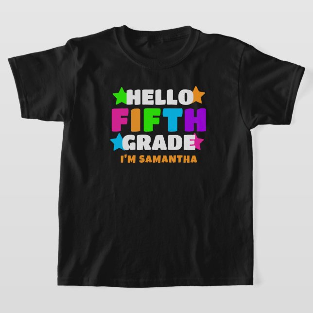 Camiseta Alô Personalizado Nome para Crianças do Quinto Est (Postura )