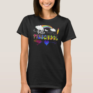 Camiseta Alô Preschool Heart Teacher Student De Volta A Sch