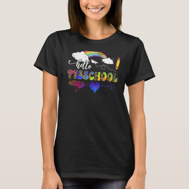 Camiseta Alô Preschool Heart Teacher Student De Volta A Sch (Frente)