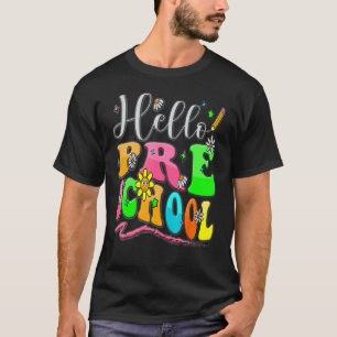 Camiseta Alô Preschool Heart Teacher Student Groovy Retro
