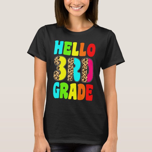 Camiseta Alô Professor de Leopard do 3º ano de volta a Scho (Frente)