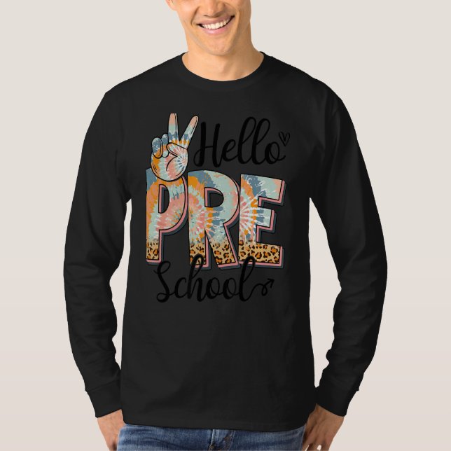 Camiseta Alô Professor de Pré-Escolas Boho Leopard Primeiro (Frente)