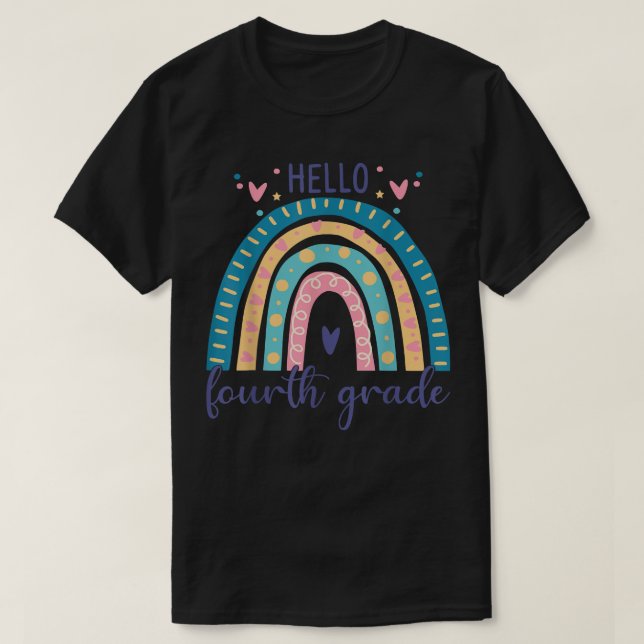 Camiseta Alô, Professor Do 4º Grau Arco-Íris De Volta Para  (Frente do Design)