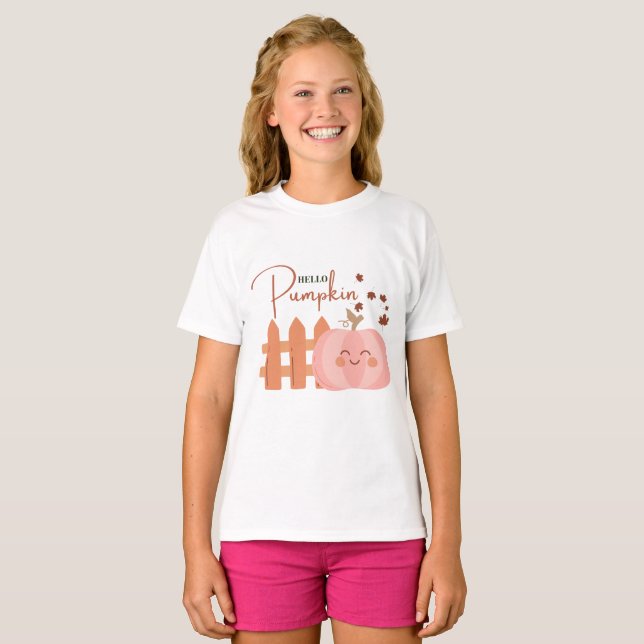 Camiseta Alô Pumpkin Autumn Fall Pink (Frente Completa)