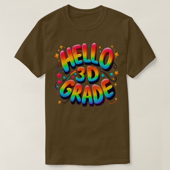 Camiseta Alô Rainbow Leopardo De Volta À Escola Fir (Frente do Design)