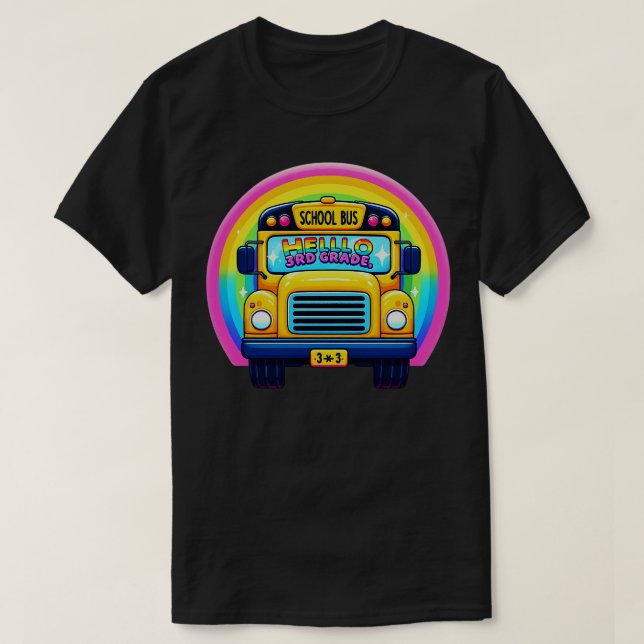 Camiseta Alô Rainbow Leopardo De Volta À Escola Fir (Frente do Design)
