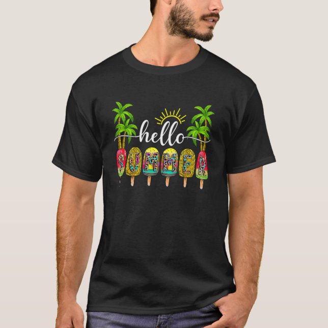 Camiseta Alô Sorvete de Verão Popsicle Beach Vacay Summe (Frente)